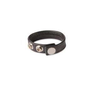 3 Snap Leather Cock Ring - Black