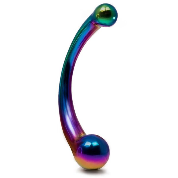 The Rainbow Curvy Stainless Steel Double Ended G-Spot Dildo - 20,3 cm