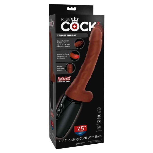 King Cock Plus 7,5" Thrusting with Balls Brown