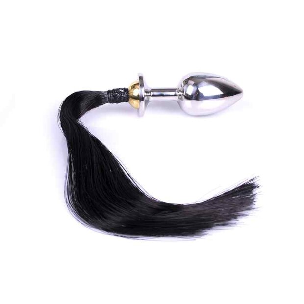 Buttplug with Horsetail Black