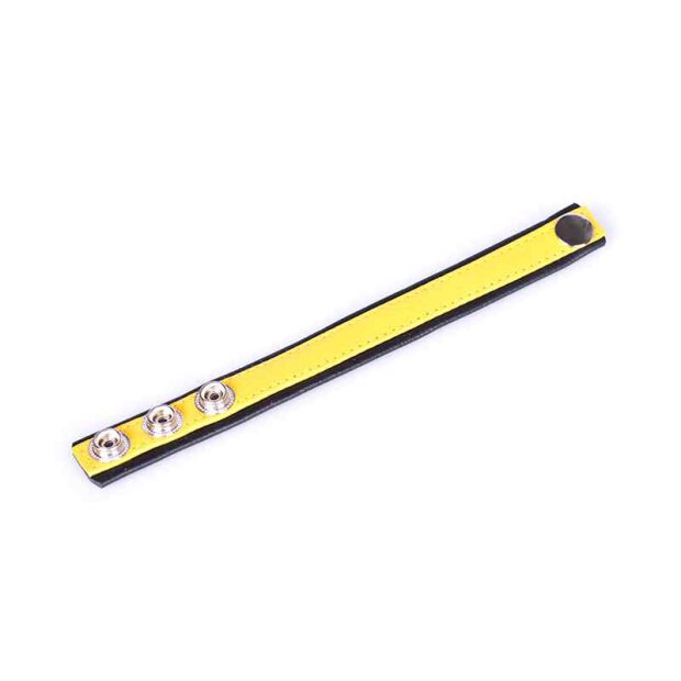 Rainbow Leather Cock Strap Black & Yellow