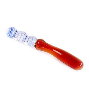 Glass Dildo Blue & Amber Curves