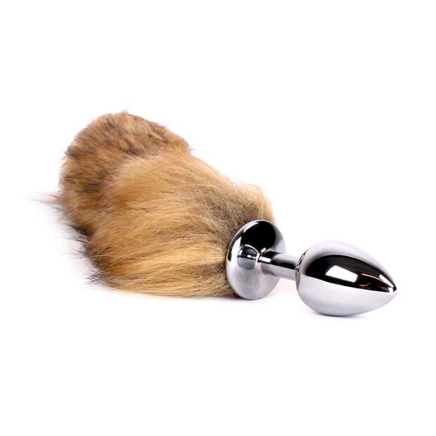 Fox Tail Plug Brown & White Short