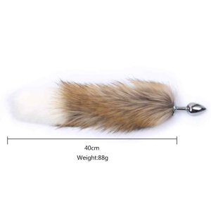 Kiotos - Fox Tail Plug Brown & White Short 2,8 cm