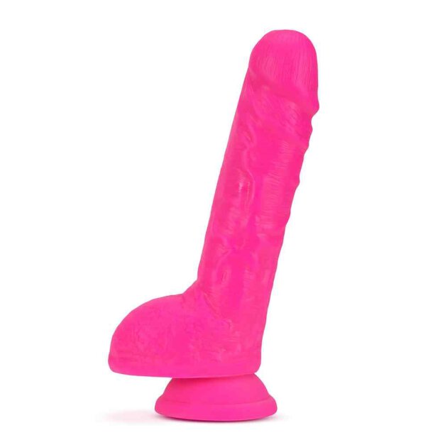 Neo Elite 9 Inch Cock With Balls Neon Pink