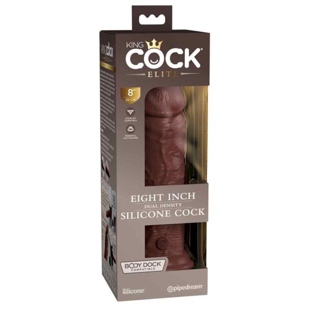 King Cock Elite 8? Dual Density Silicone Cock Brown