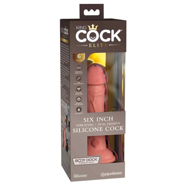 King Cock Elite 6? Vibrating + Dual Density Silicone Cock light