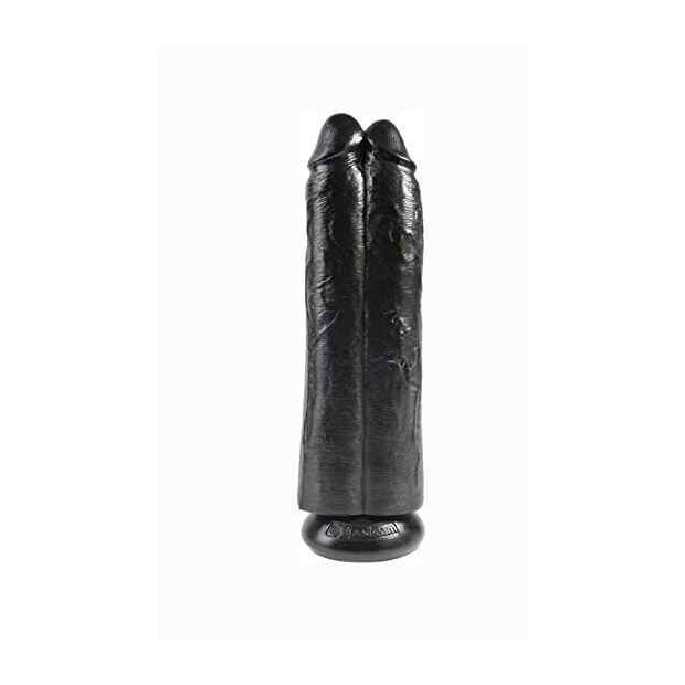 King Cock 11`` Two Cocks One Hole Hollow Strap-On Suspender System