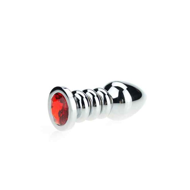 Kiotos - Ribbed Buttplug Red 3,5 cm