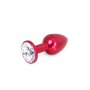 Kiotos - Aluminium Buttplug Red with Clear Gem 2,8 cm