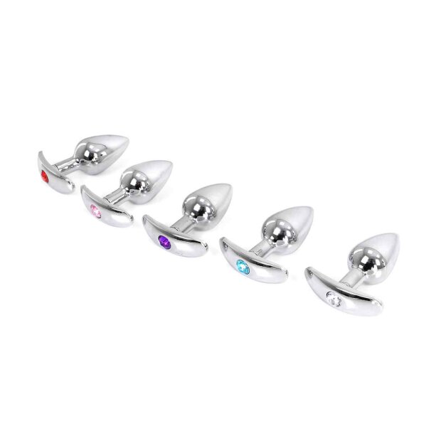 Aluminium Handle Buttplug Clear Gem