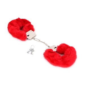 Budget Thin-Metal Red Plush Handcuffs