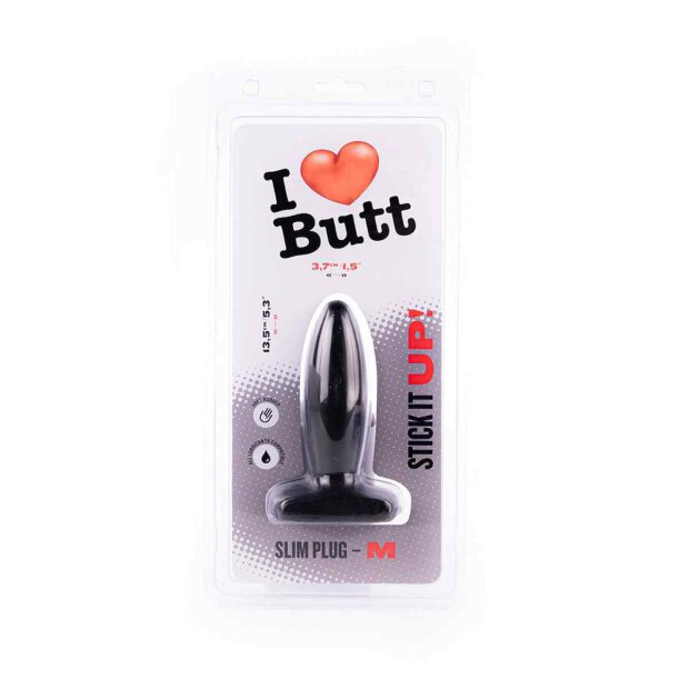 I Love Butt - Slim Plug M Black 3,5 cm