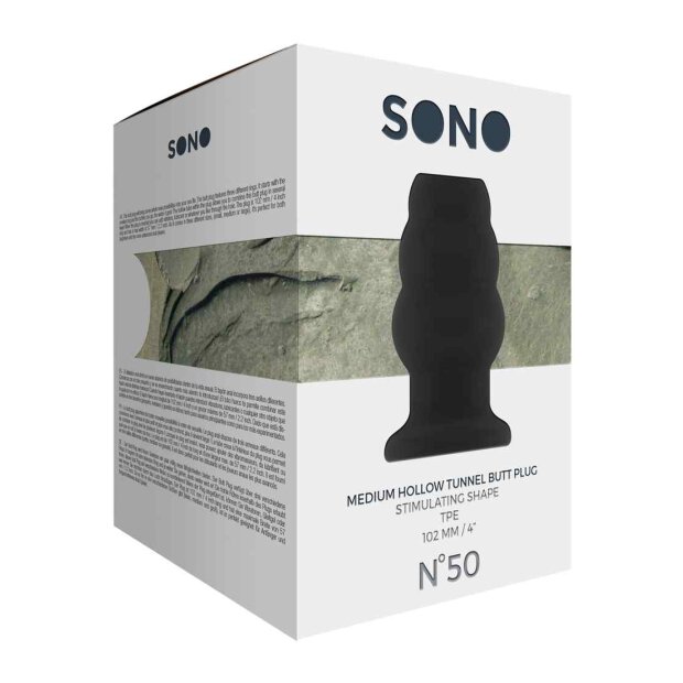 No.50 Medium Hollow Tunnel Butt Plug 4 Inch Black