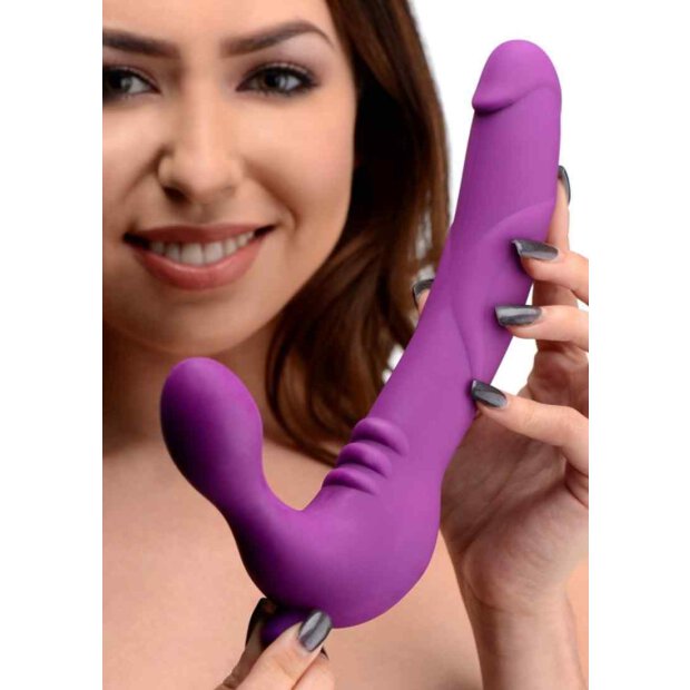 Strap U Royal Revolver -Vibrating Silicone Strapless Strap On Purple