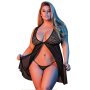 Fly Away Baby Doll & G-String Set Black Queen Size 2XL