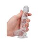6" / 15 cm Realistic Dildo With Balls - Transparent