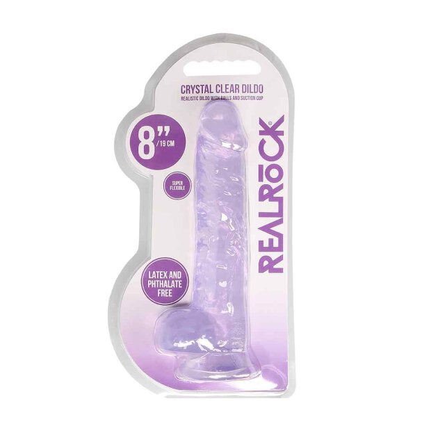 8" / 20 cm Realistic Dildo With Balls - Purple