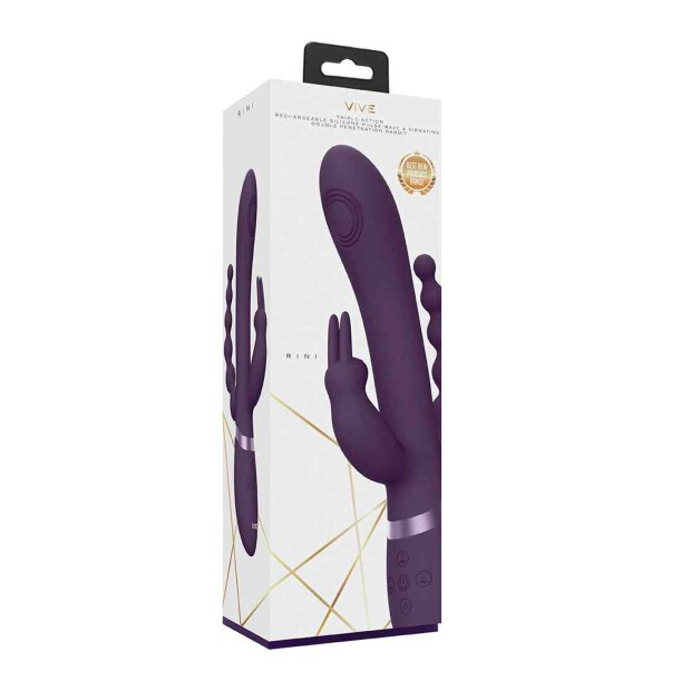 Rini Pulse Wave & Vibrating Double Penetration Rabbit Purple