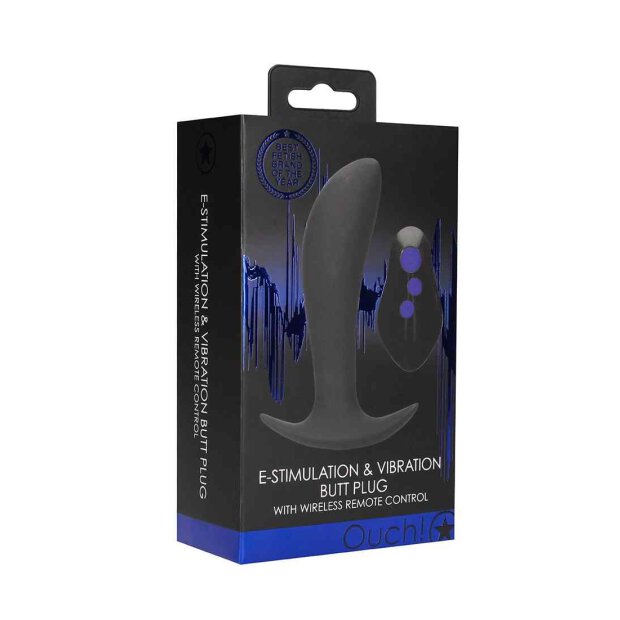 Ouch! E-stim & Vibrating Butt plug with Remote - Black