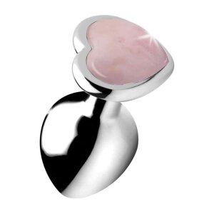 Gemstones - Rose Quartz Heart Medium Anal Plug 3,4 cm