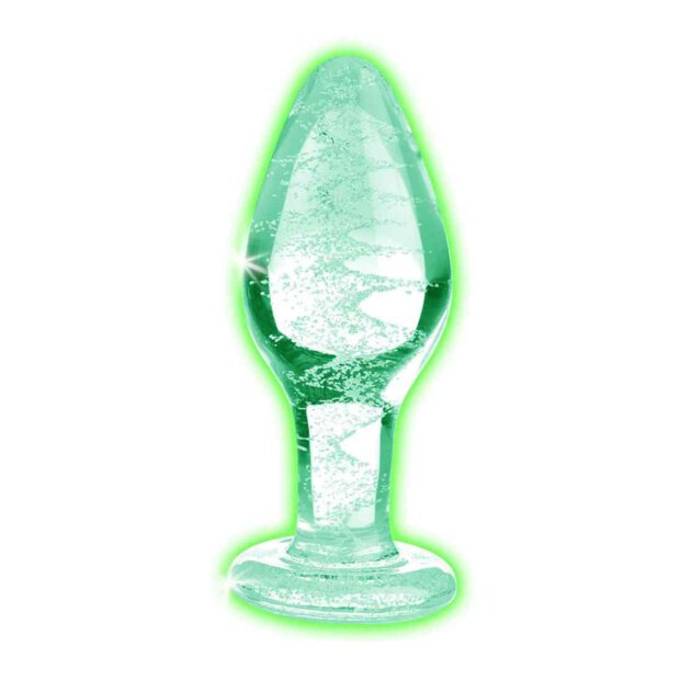 Booty Sparks Glow-In-The-Dark Glass Anal Plug - Medium 3 cm