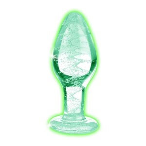 Glow-In-The-Dark Glass Anal Plug - Medium