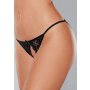 Lace Panty Open Front Lace Elastic Strap   -  Black - OS
