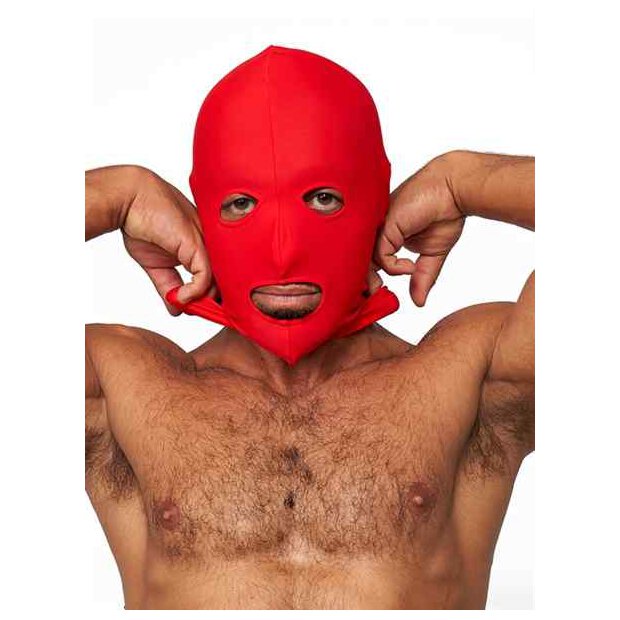 Mister B Lycra Hood Eyes and Mouth Open Red