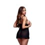 Baci Black Sheer Babydoll & Open Cup Bra Panty One Size - Queen Size