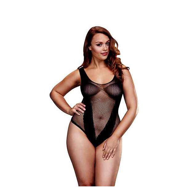 Baci Fishnet Jacquard V Teddy One Size - Queen Size