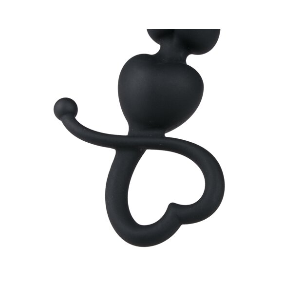 Black Anal Beads Heart Handle