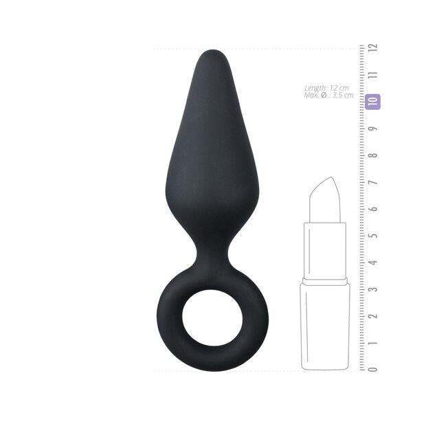Black Buttplugs With Pull Ring Medium