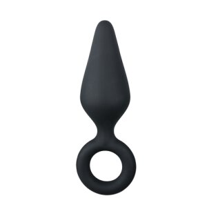 Black Buttplug With Pull Ring Medium 3,5 cm