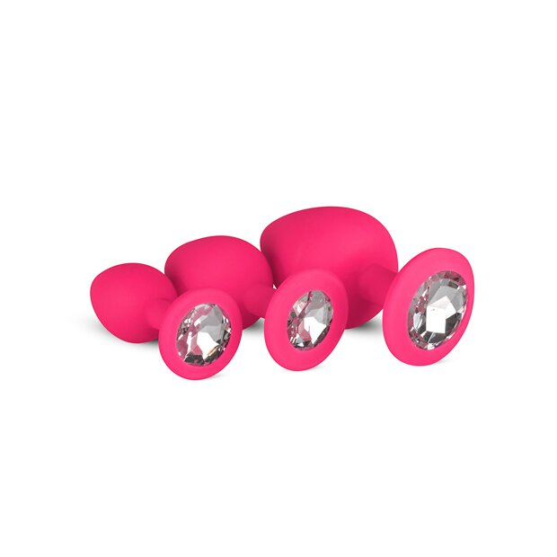Silicone Butt Plug with Diamond Pink