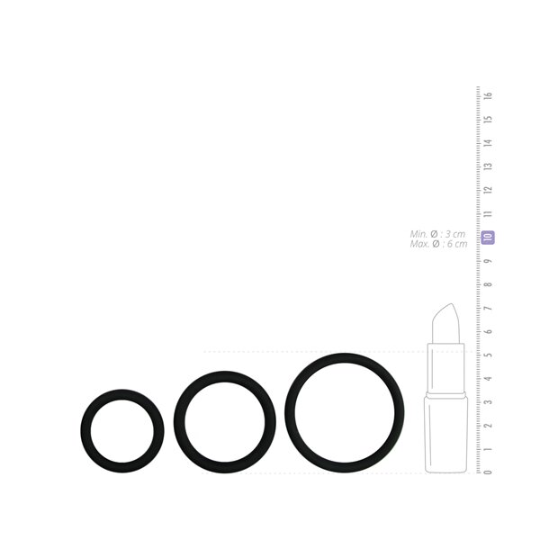 Three Size Cockring Set Black