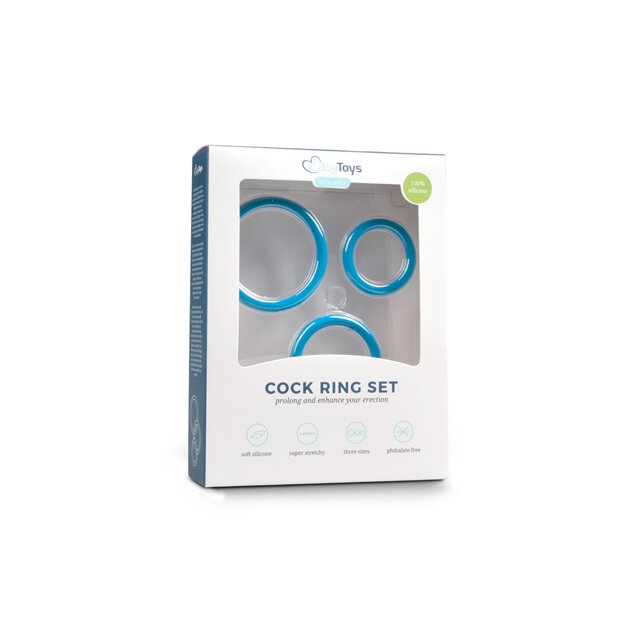Three Size Cock Ring Set Blue