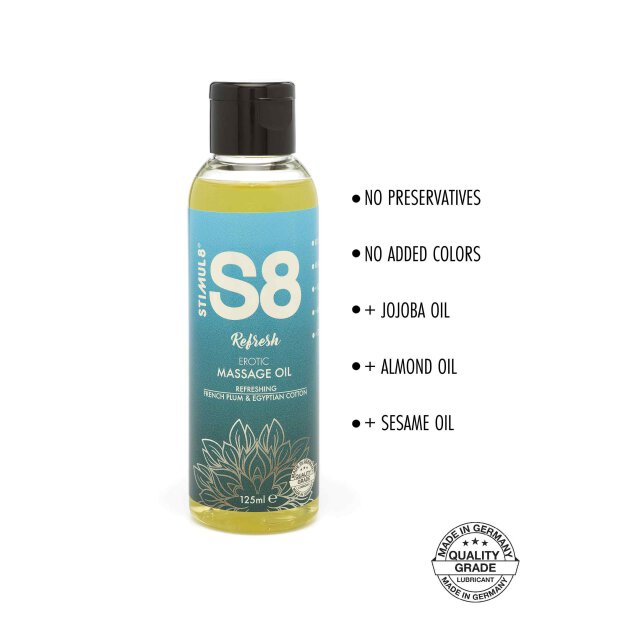 S8 Massage Oil 125ml French Plum & Egyptian Cotton