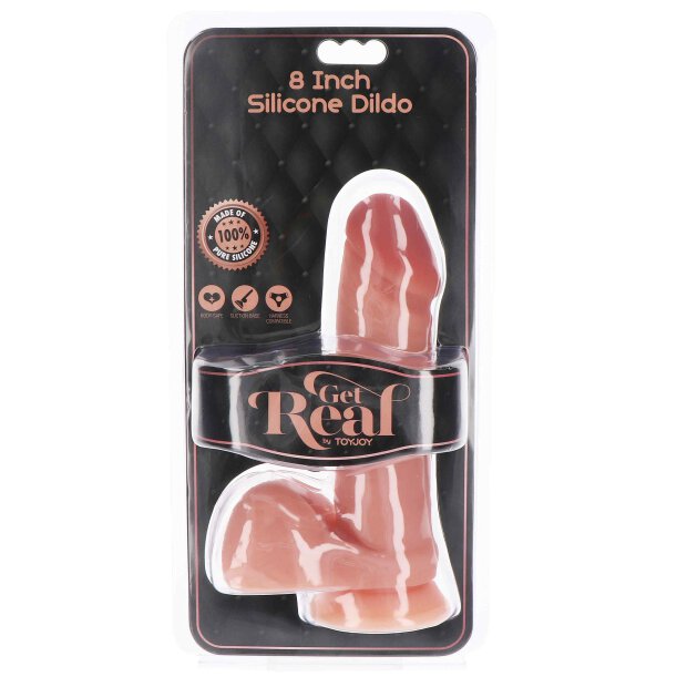 Silicone Dildo 8 Inch w Balls Skin