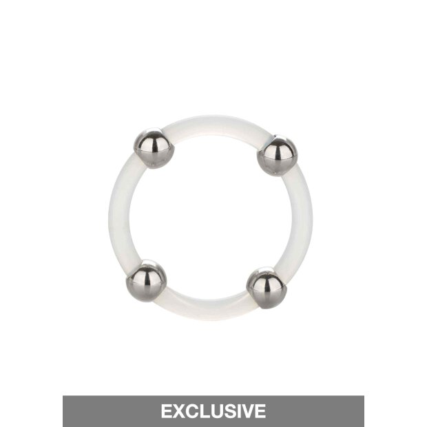 Steel Beaded Silicone Ring L Transparent