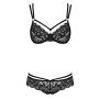 Obsessive Bra and Panty with Lace Black S - XL
