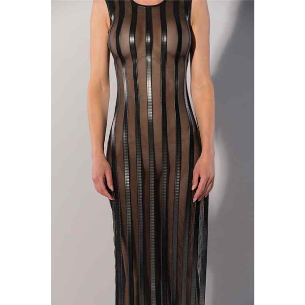 Langes Bedrucktes Datex Kleid mit Streifen S - XL