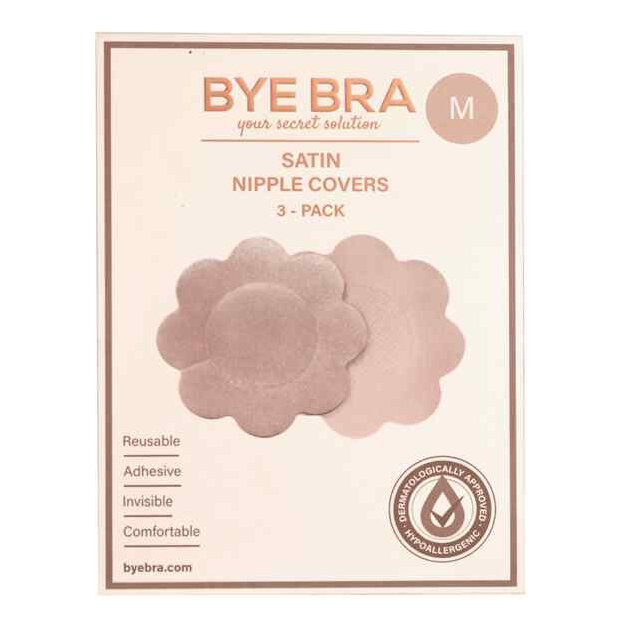Bye Bra Silk Nipple Covers M - XL Nude 3 Pairs