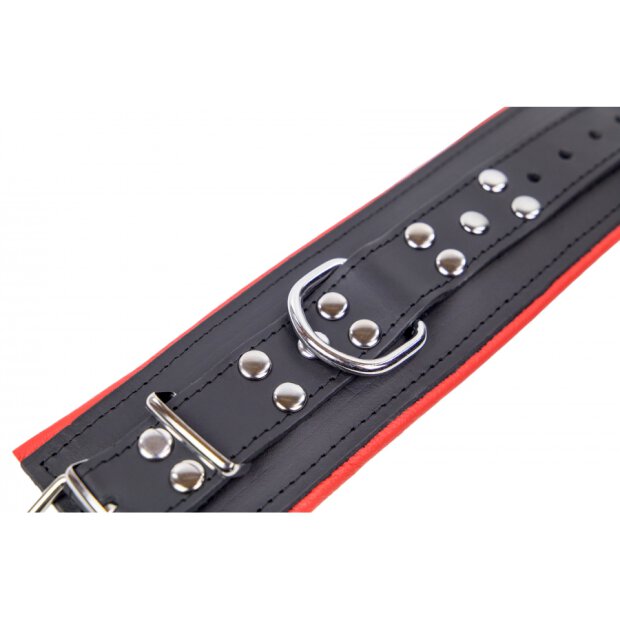 Menottes Rembourrées en cuir pour les poignets Noir-Rouge