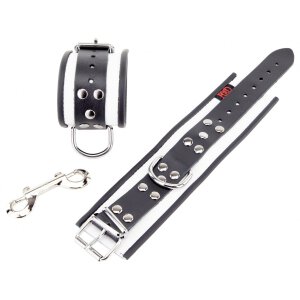 White-Black Leather Handcuffs