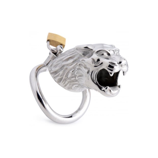 Tiger King Locking Chastity Cage - Silver