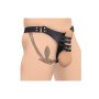 Strict Male Chastity Harness + Silicone Anal Plug - Black
