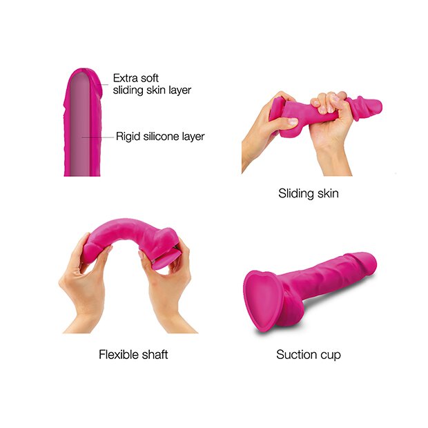 Strap-On-Me Sliding Skin Realistic Dildo Fuchsia L 14,2cm