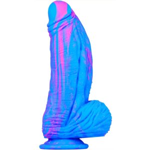 Silicone Dildo Fat Dick 18 x 6.5cm Blue-Pink