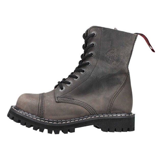 Angry Itch 08-Loch Leder Stiefel Vintage Grau Größe 36 - 48